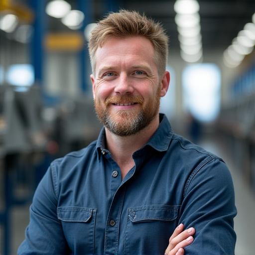 Pekka Laine, tuotantopäällikkö, tarkkailee tuotantolinjaa.